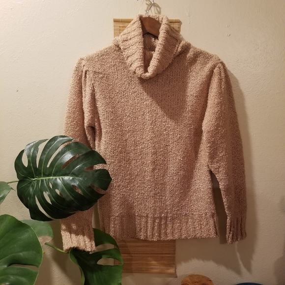 Vintage Tan / Peach Boucle Cowl Neck Sweater - Picture 1 of 5